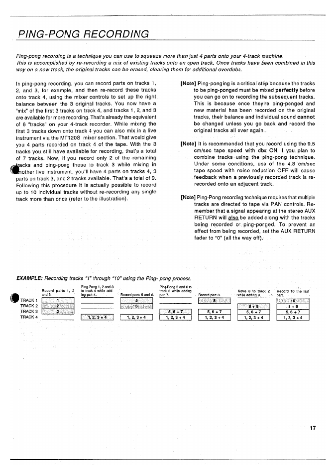 Ping-pong recording | Yamaha MT120S User Manual | Page 19 / 81
