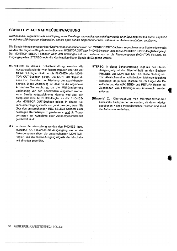 Schritt 2: aufnahmeuberwachung, Schritt 2: aufnahmeüberwachung | Yamaha MT120S User Manual | Page 66 / 81