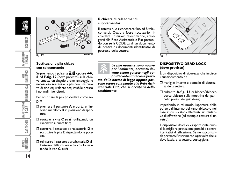 FIAT Stilo Manuale d'uso | Pagina 15 / 274