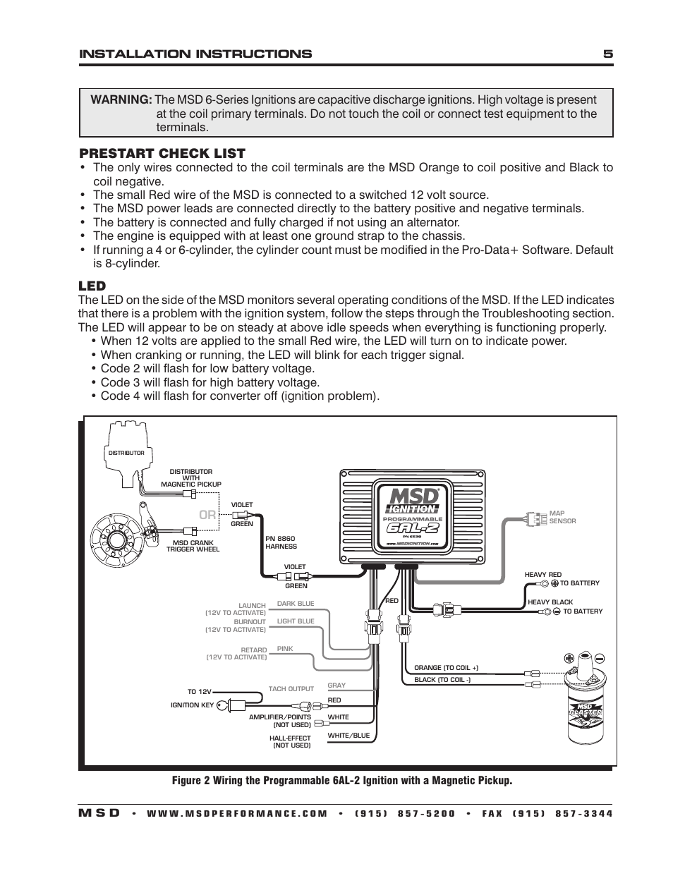 Prestart check list, Installation instructions 5 m s d | MSD 6530 Digital Programmable 6AL-2 Installation User Manual | Page 5 / 20