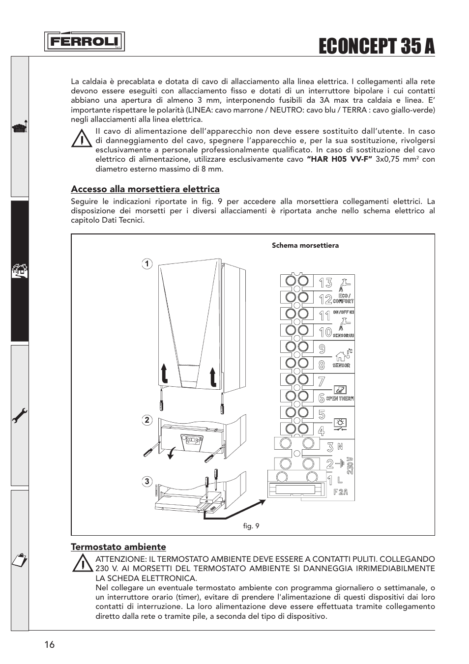 Econcept 35 a | FERROLI Econcept 35A Manuale d'uso | Pagina 16 / 36