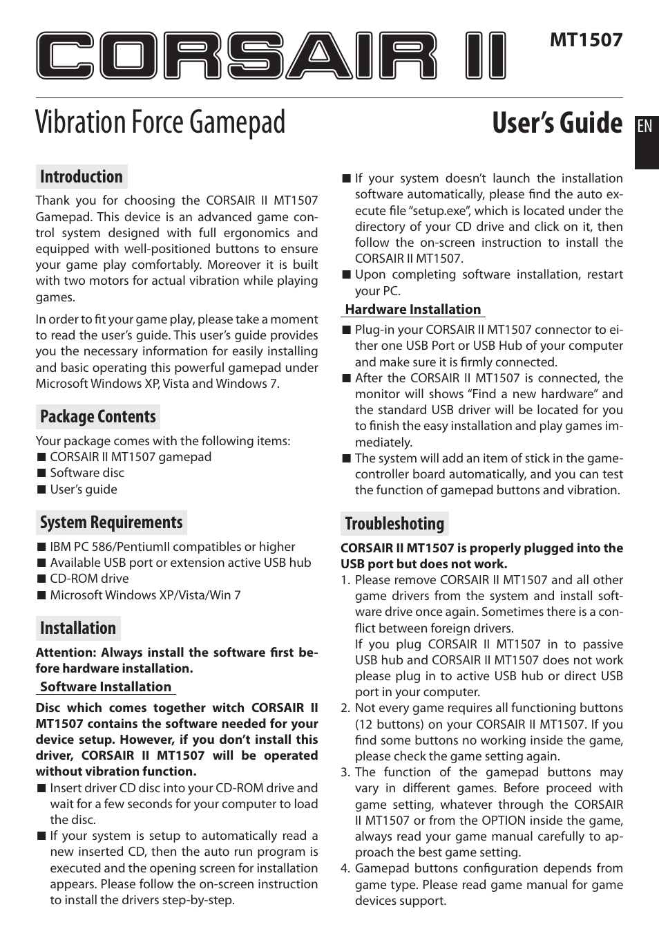 Media-Tech CORSAIR II User Manual | 10 pages