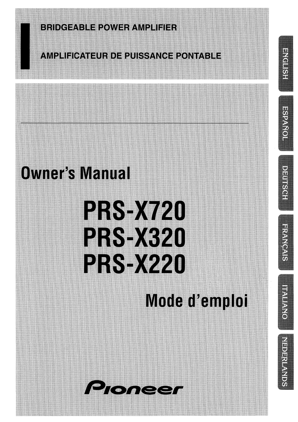 Pioneer PRS-X220 User Manual | 88 pages