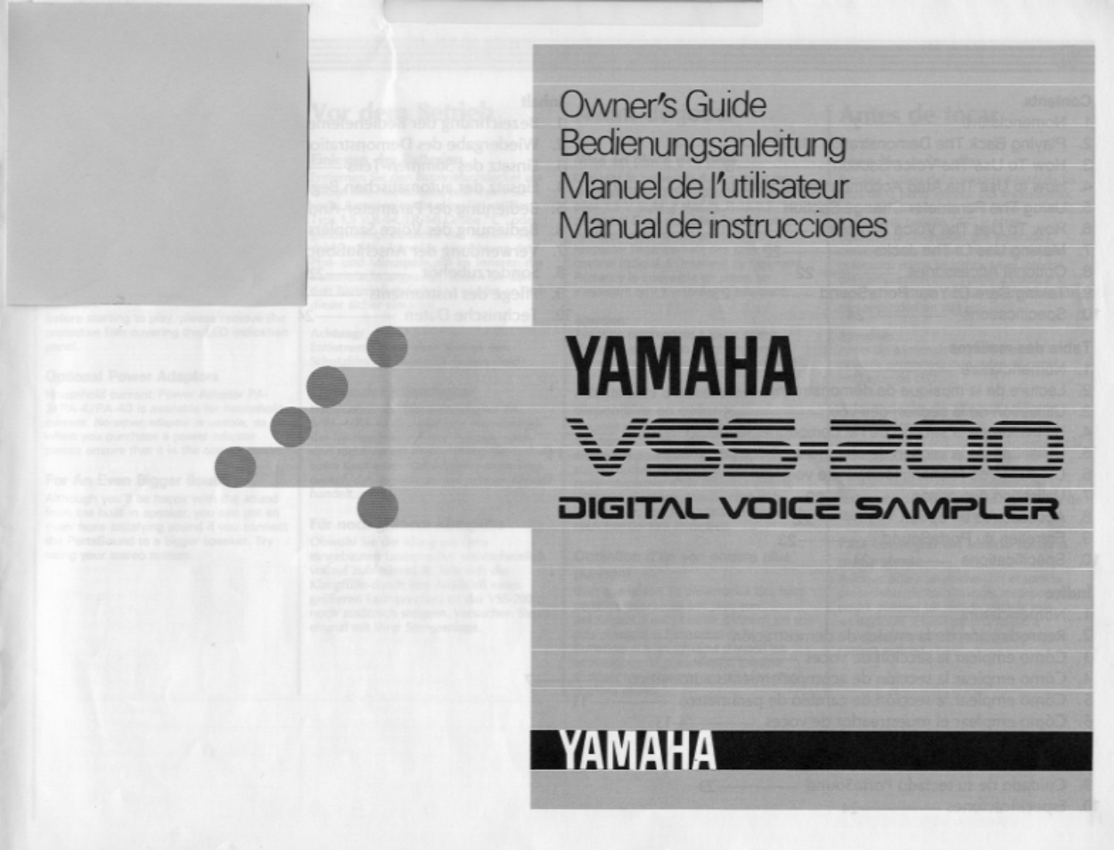 Yamaha VSS-200 User Manual | 28 pages