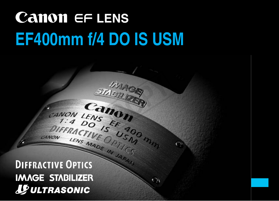 Canon EF 400mm f4 DO IS USM User Manual | 17 pages