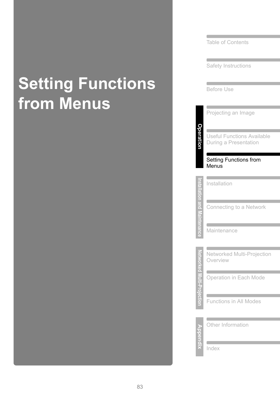 Setting functions from menus | Canon XEED WUX450 User Manual | Page 83 / 314