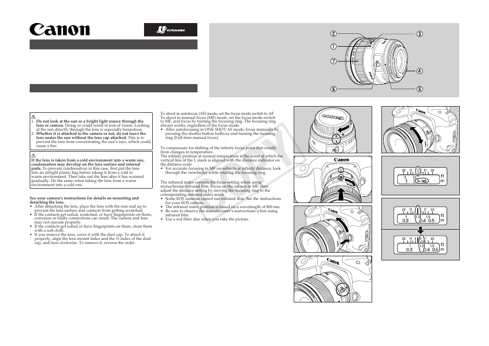 Canon EF 50mm f1.4 USM User Manual | 2 pages