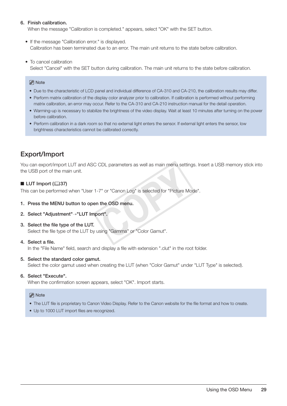 Export/import, Cop y | Canon DP-V3010 User Manual | Page 29 / 82