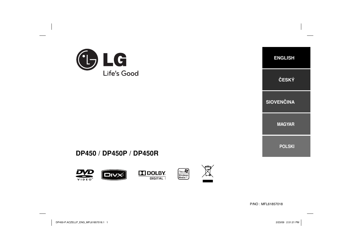 LG DP450P User Manual | 70 pages