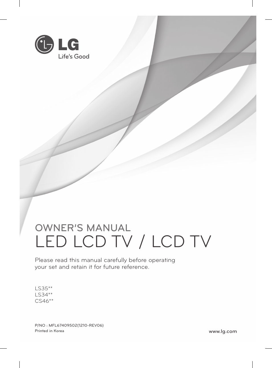 LG 42CS460 User Manual | 396 pages