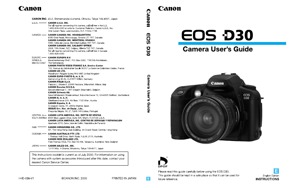 Canon EOS D30 User Manual | 152 pages