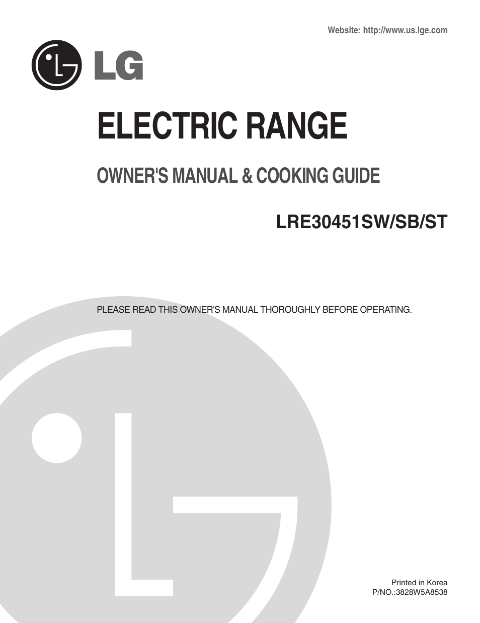 LG LRE30451ST User Manual | 34 pages