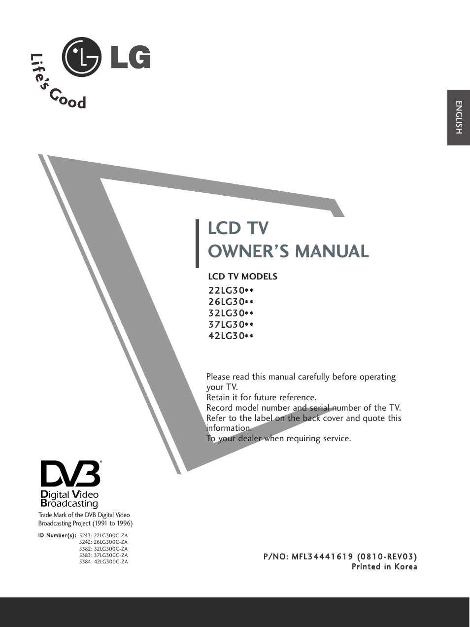 LG 26LG300C User Manual | 97 pages