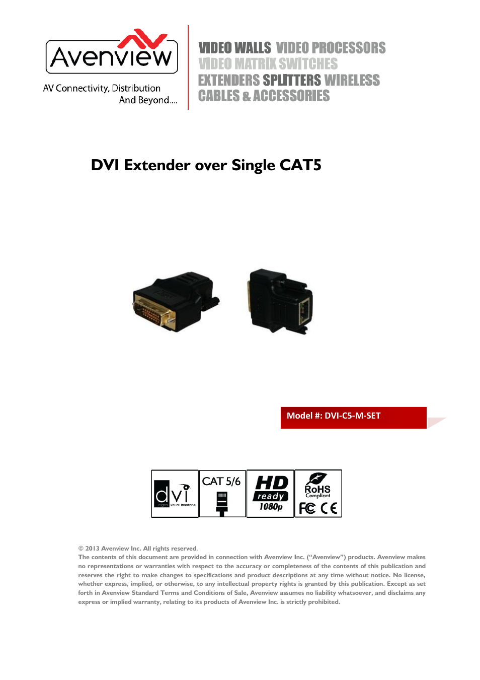 Avenview DVI-C5-M-SET User Manual | 13 pages