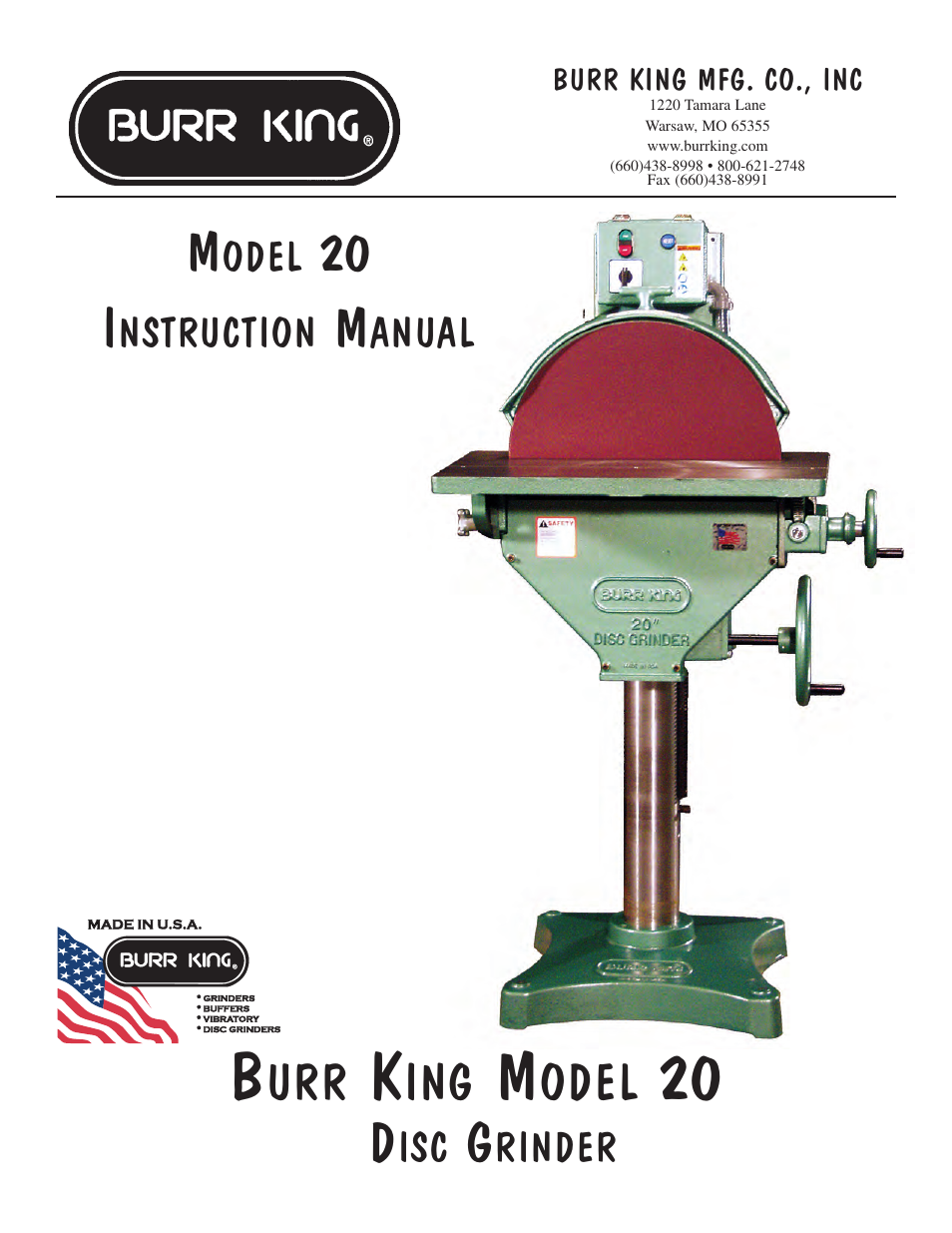 Burr King Model 20 User Manual | 12 pages