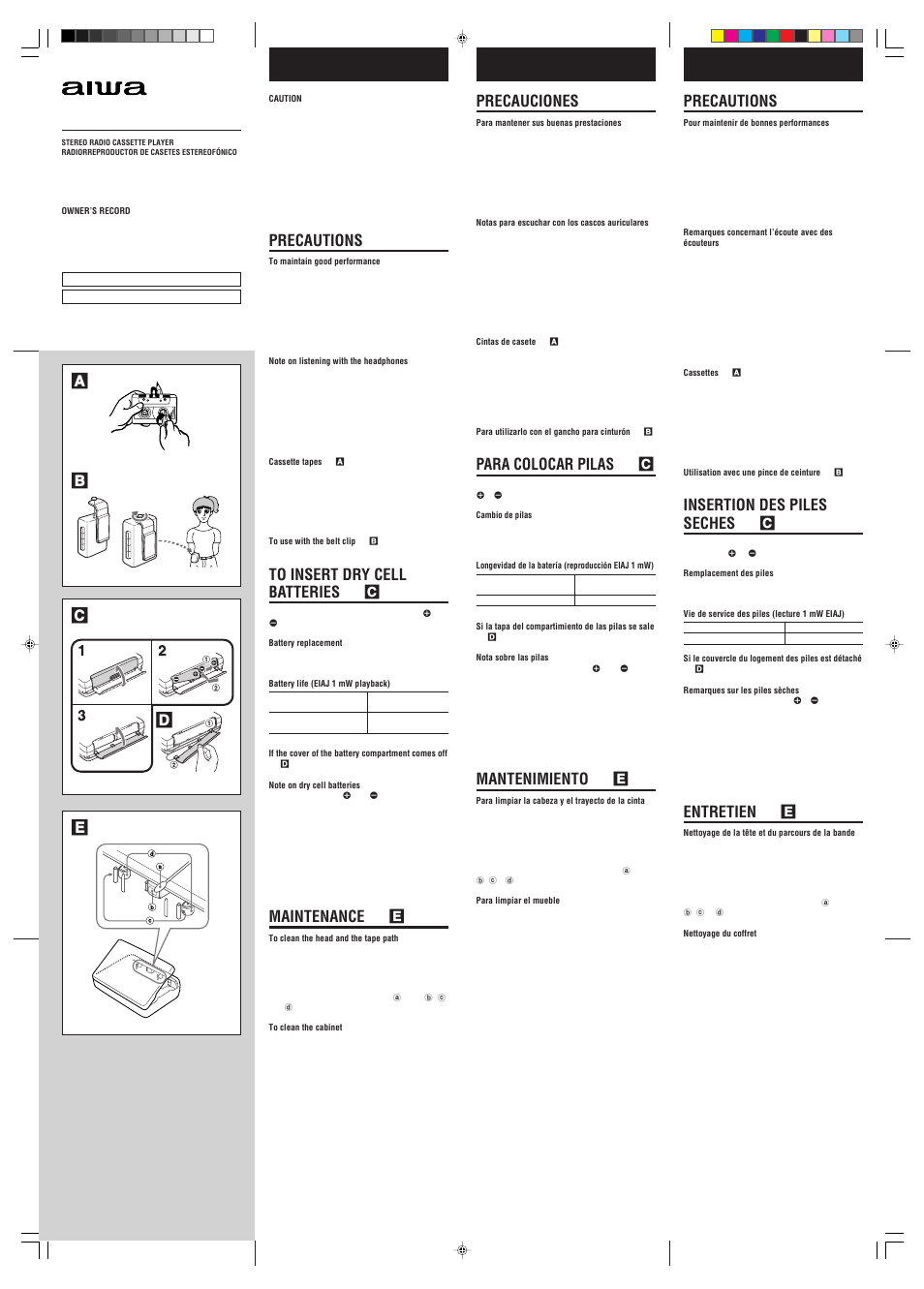Aiwa HS TA403 User Manual | 2 pages