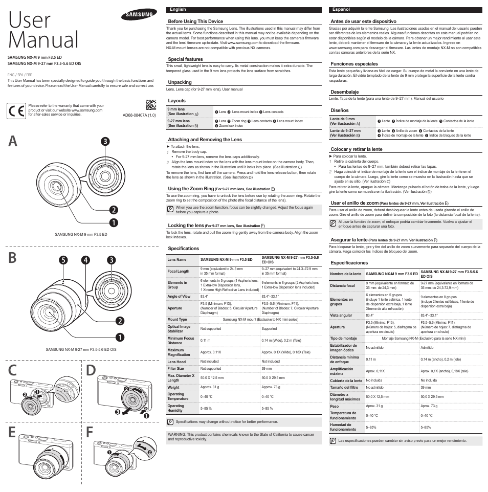 Samsung EX-YZ927ZZASUS User Manual | 2 pages