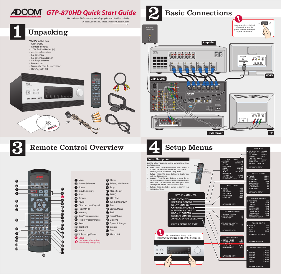 Adcom GTP-870HD User Manual | 1 page