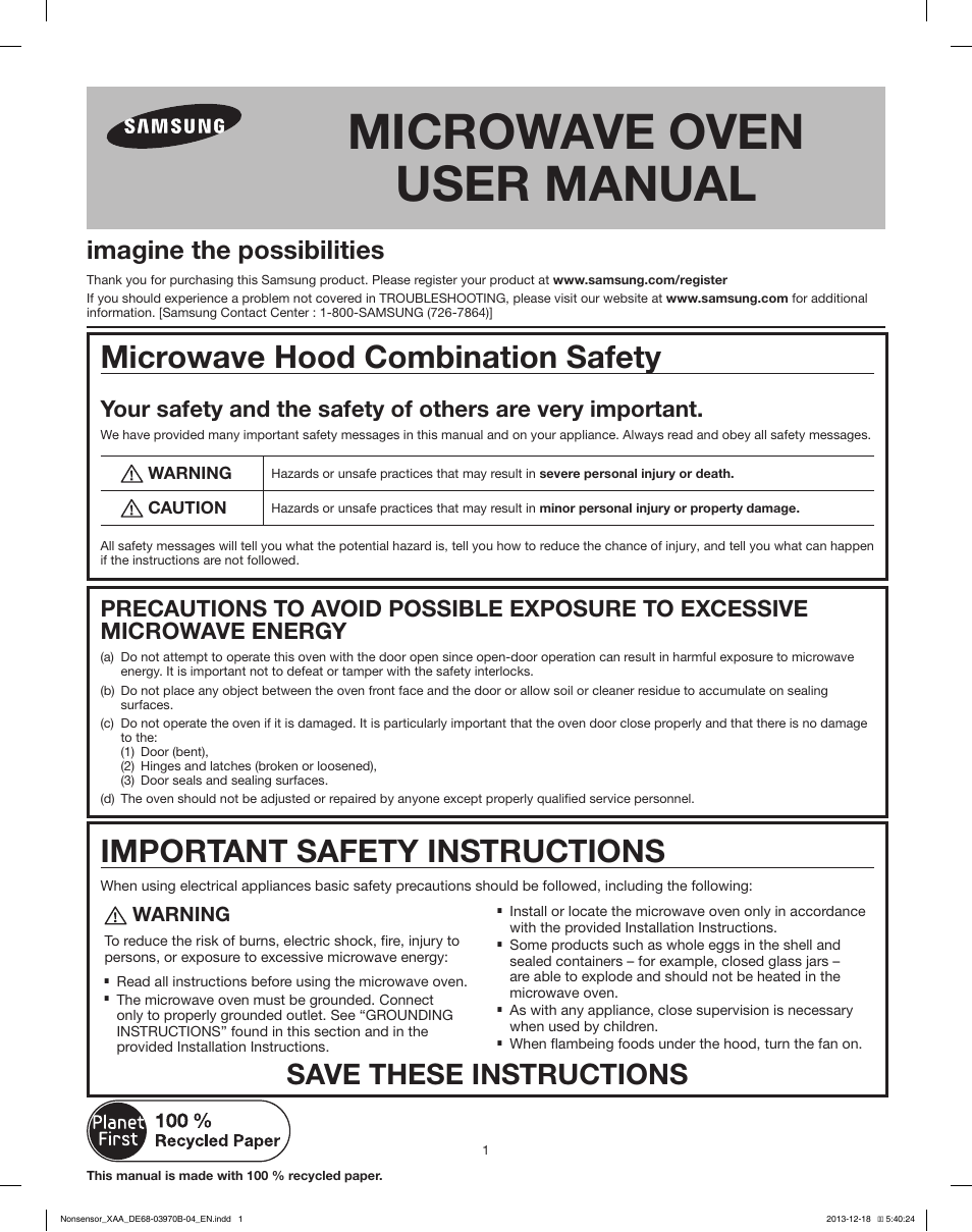 Samsung ME16H702SEB-AA User Manual | 6 pages