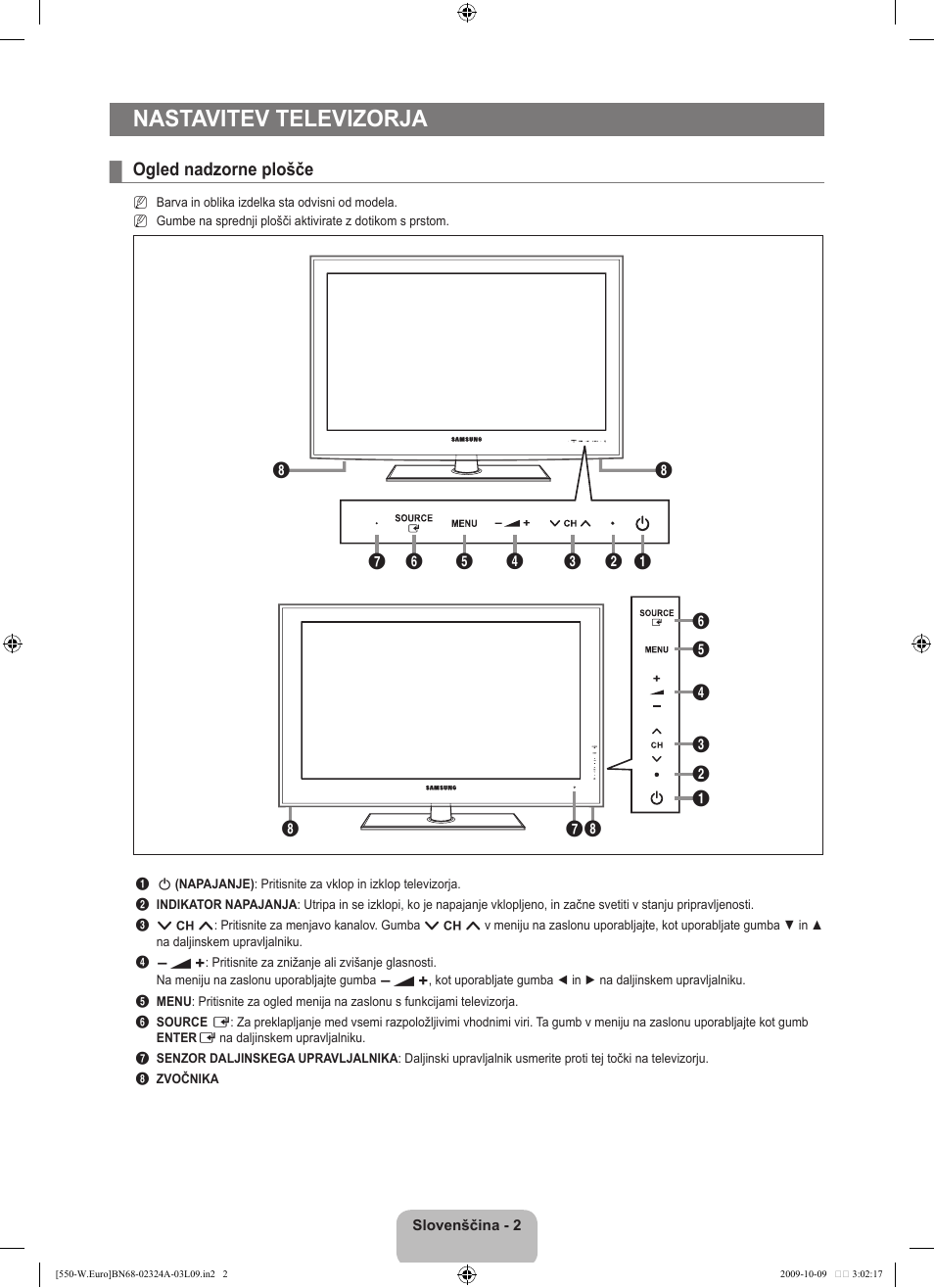 Nastavitev televizorja | Samsung LE32B550A5P User Manual | Page 356 / 458