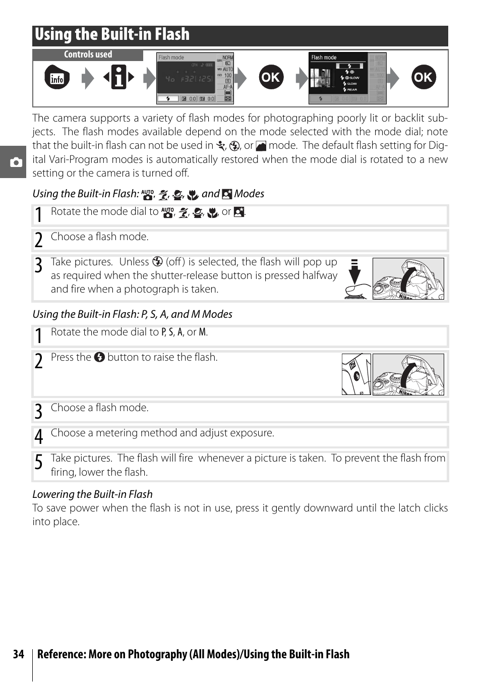 Using the built-in flash | Nikon D40X User Manual | Page 46 / 139