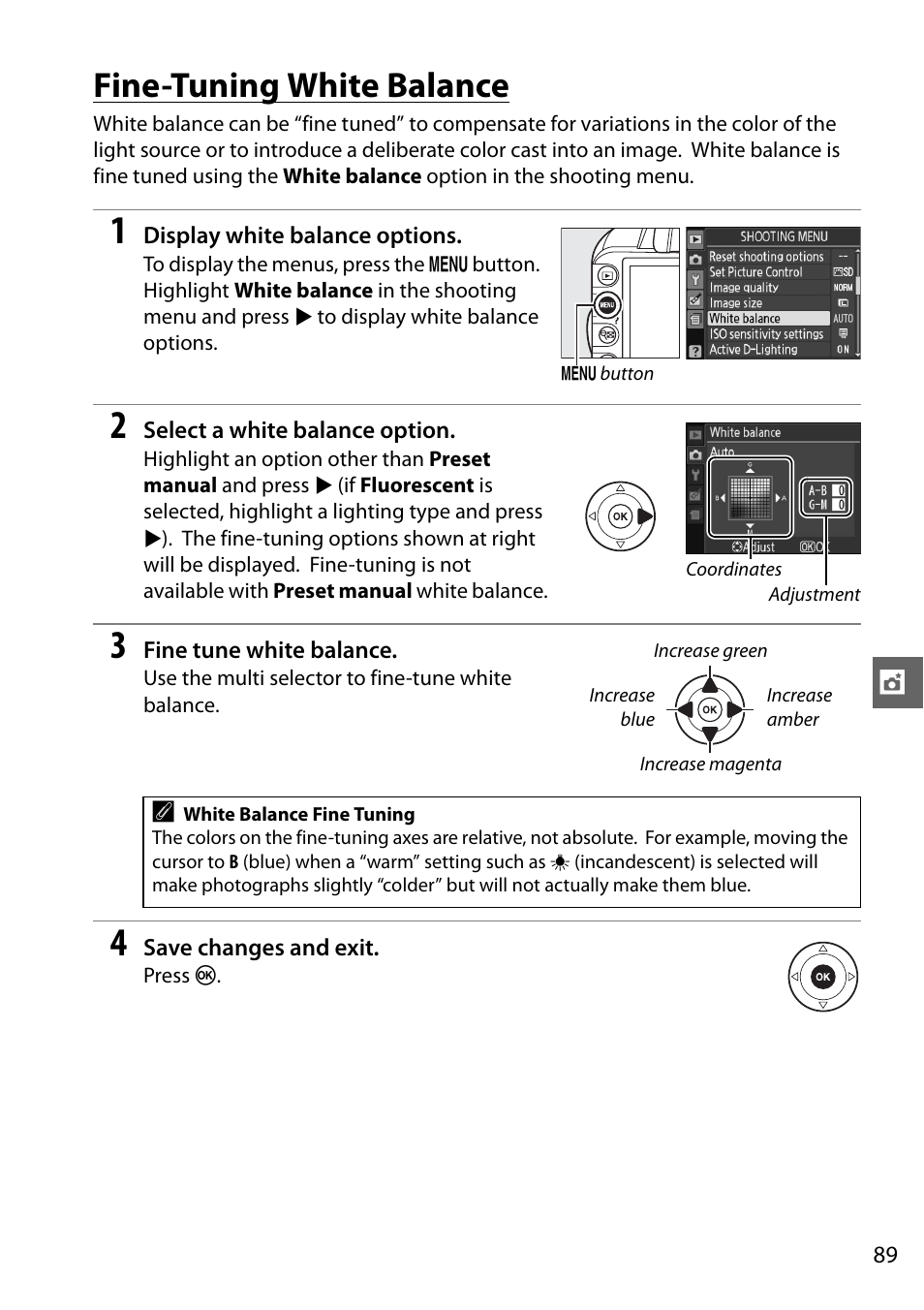 Fine-tuning white balance | Nikon D3100 User Manual | Page 105 / 224