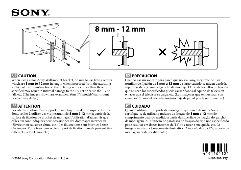Sony KDL-32EX308 User Manual | 1 page