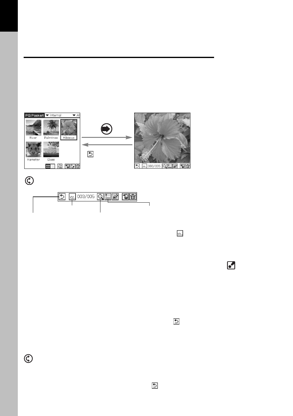 Viewing pictures, Viewing and organizing pictures | Sony PEG-T415 User Manual | Page 14 / 30