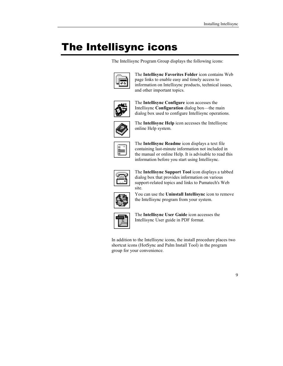 The intellisync icons | Sony PEG-TJ37 User Manual | Page 9 / 16