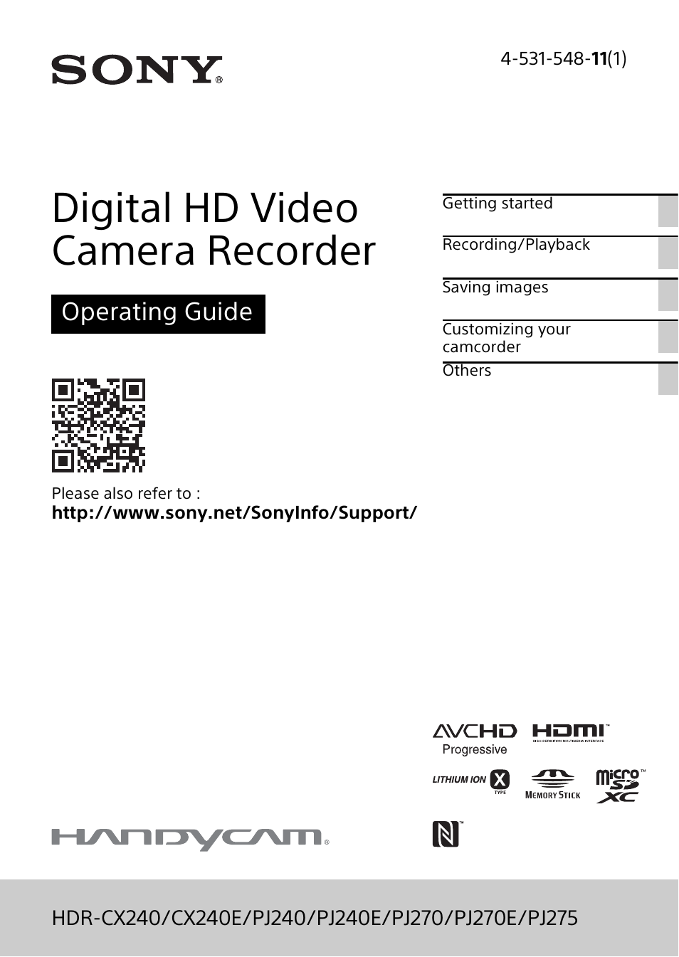 Sony HDR-PJ275 User Manual | 32 pages