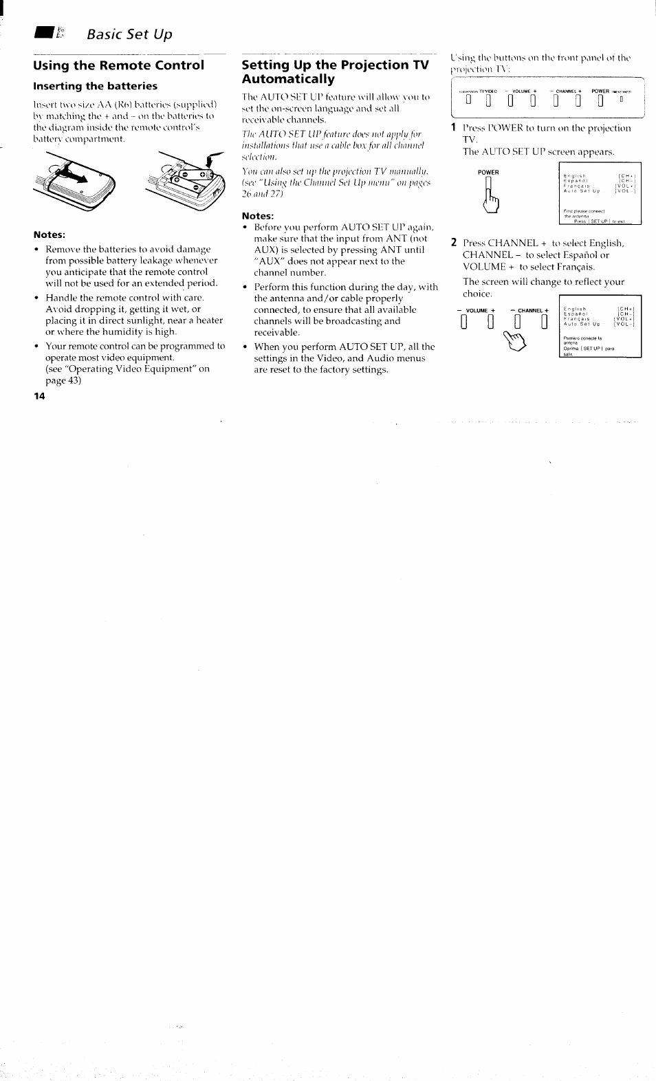 Do d o, Using the remote control, Setting up the projection tv automatically | Basic set up | Sony KP 61S70 User Manual | Page 18 / 54