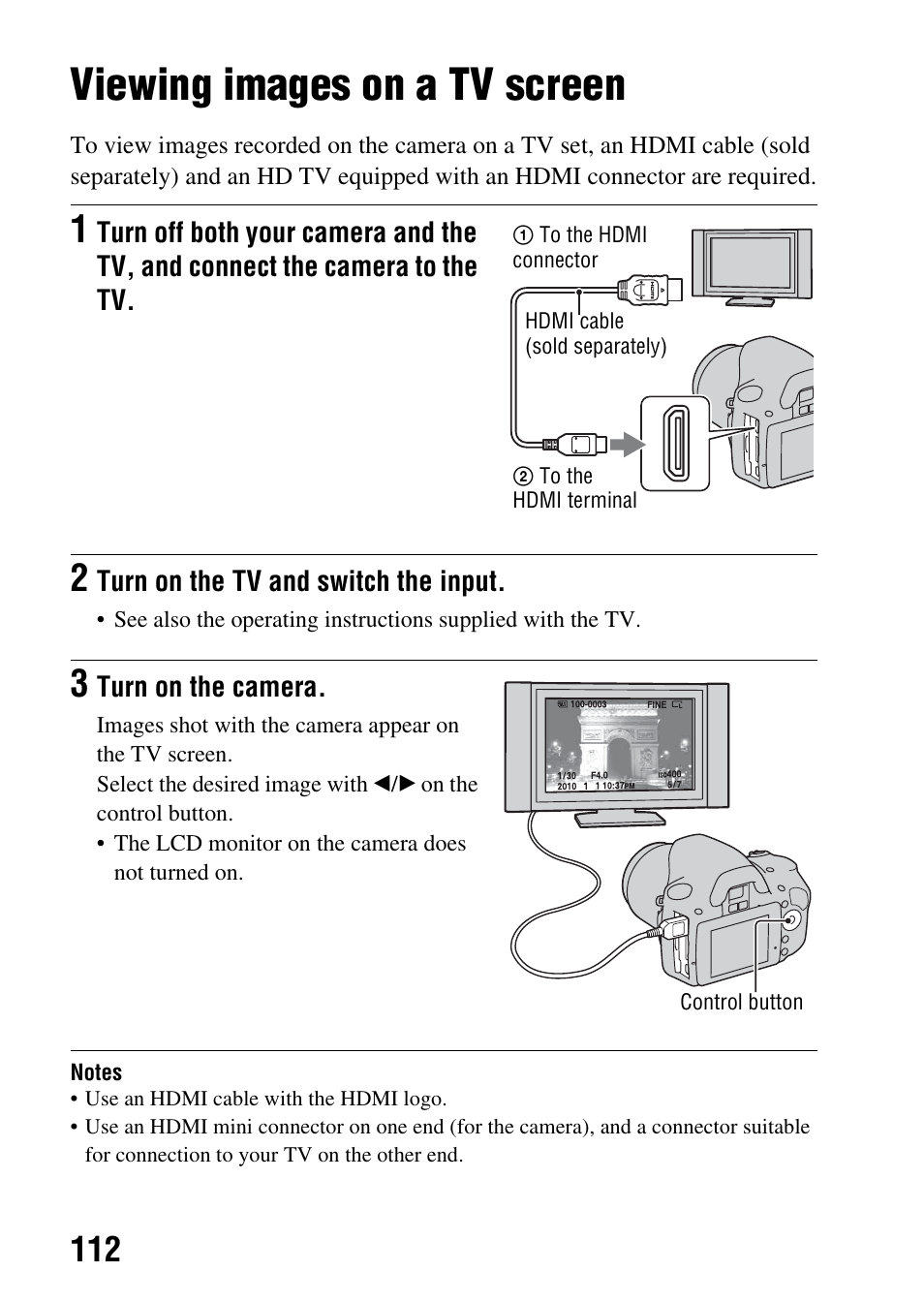 Viewing images on a tv screen | Sony A390L2LENSKIT User Manual | Page 112 / 170