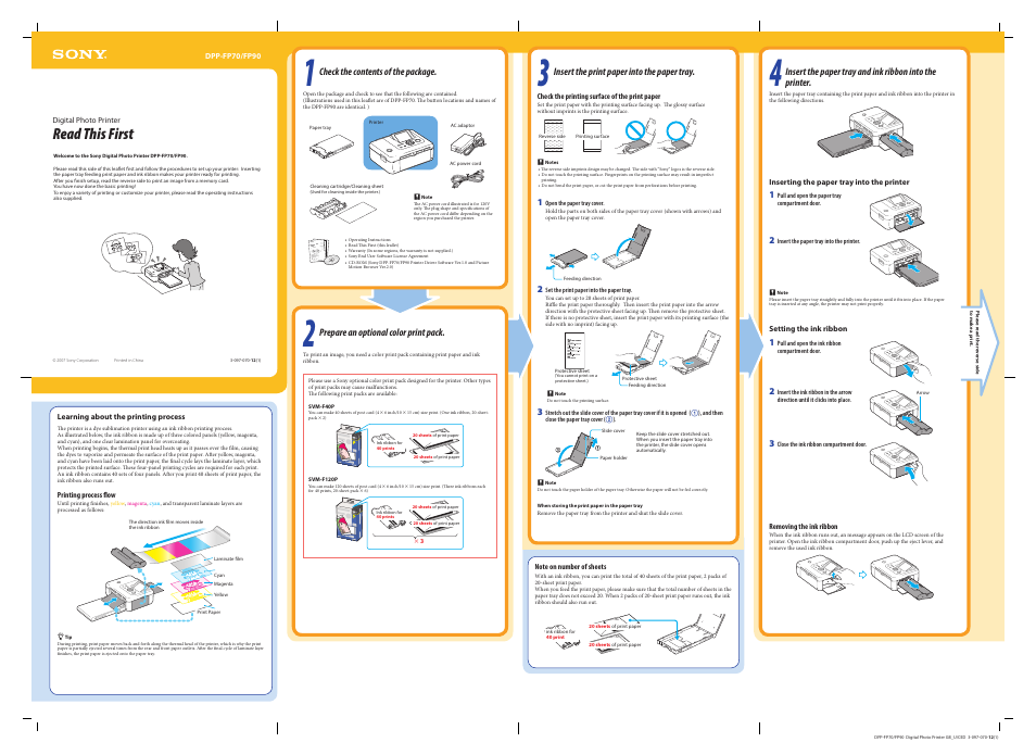 Sony DPP-FP90 User Manual | 2 pages