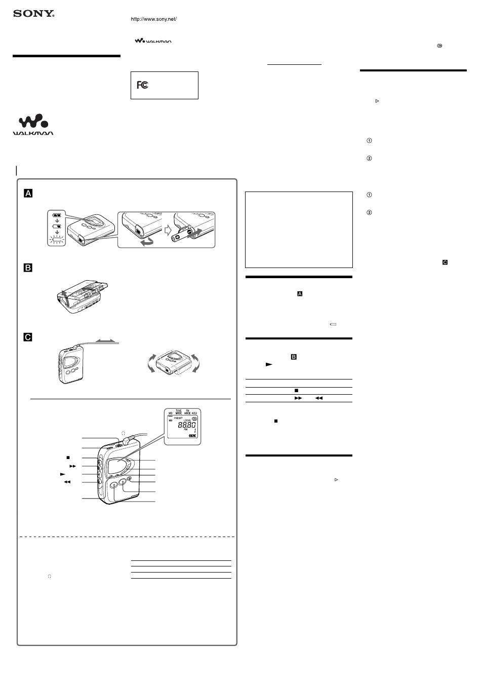 Sony WM-FX290 User Manual | 2 pages