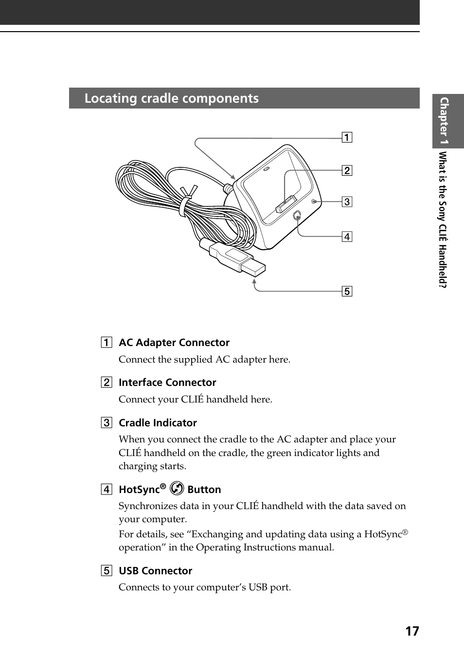 Locating cradle components | Sony PEG-T415 User Manual | Page 17 / 64