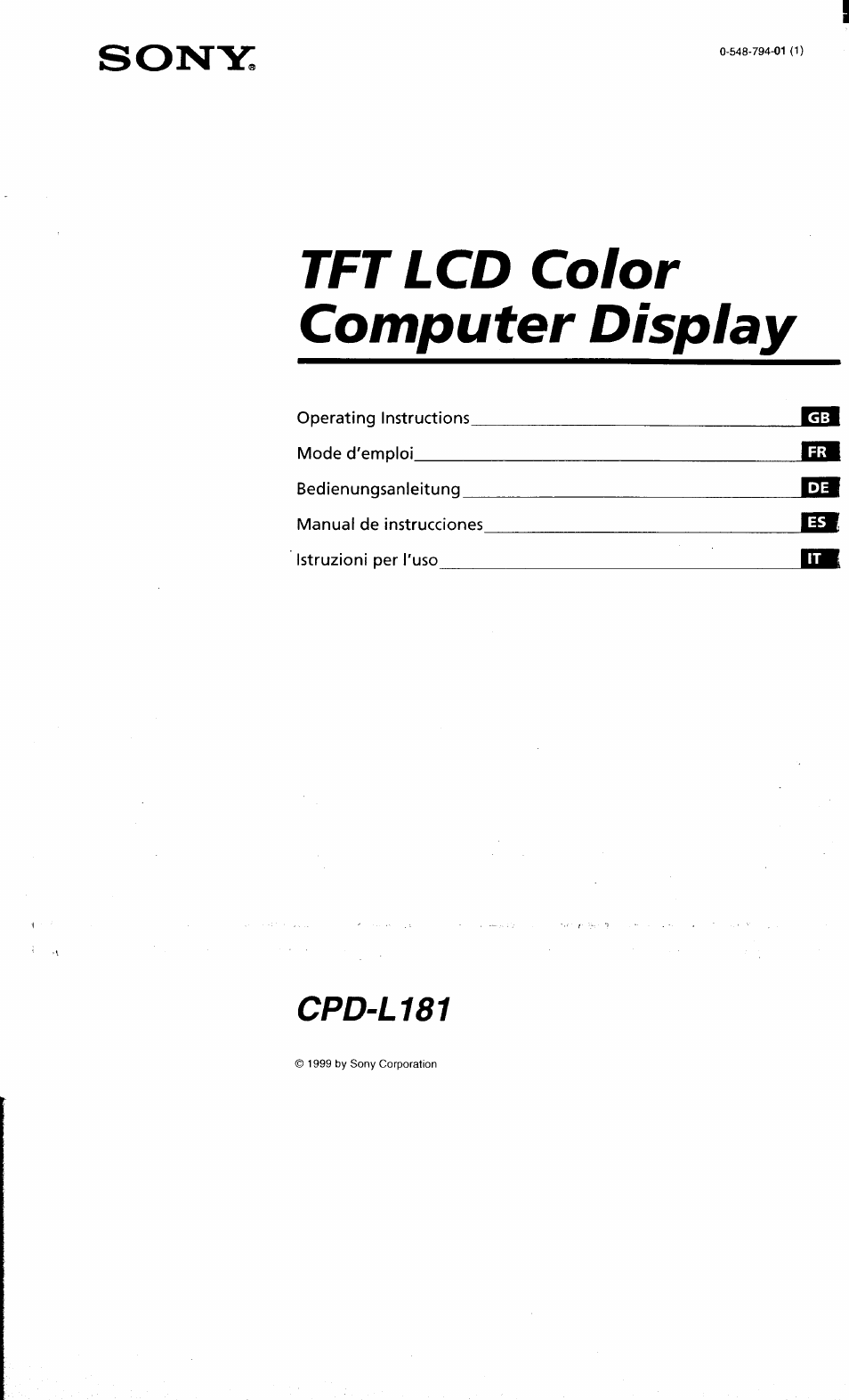 Sony CPD-L181 User Manual | 20 pages