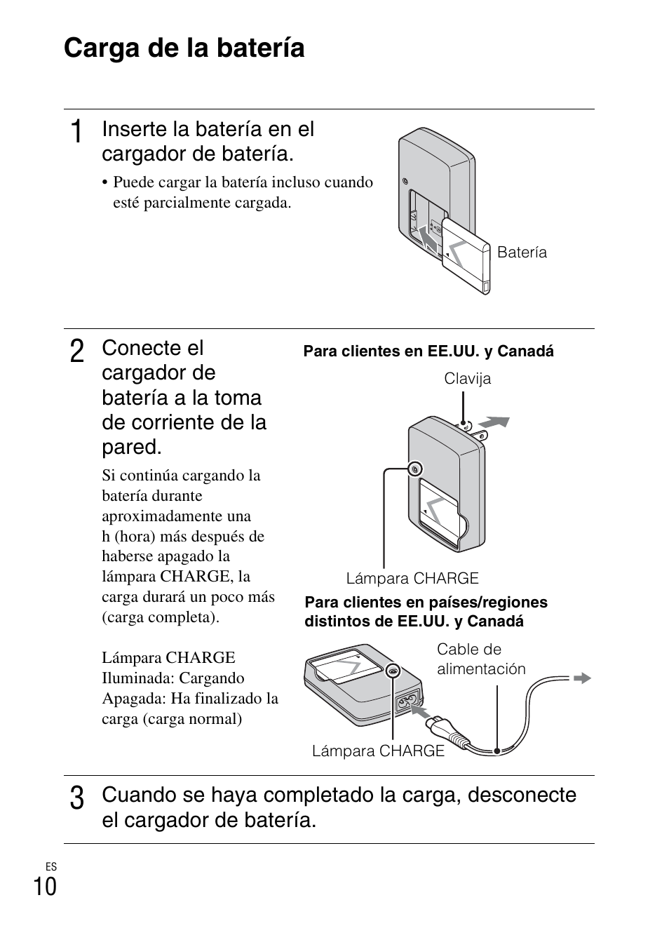 Carga de la batería | Sony DSC-W310 User Manual | Page 38 / 56