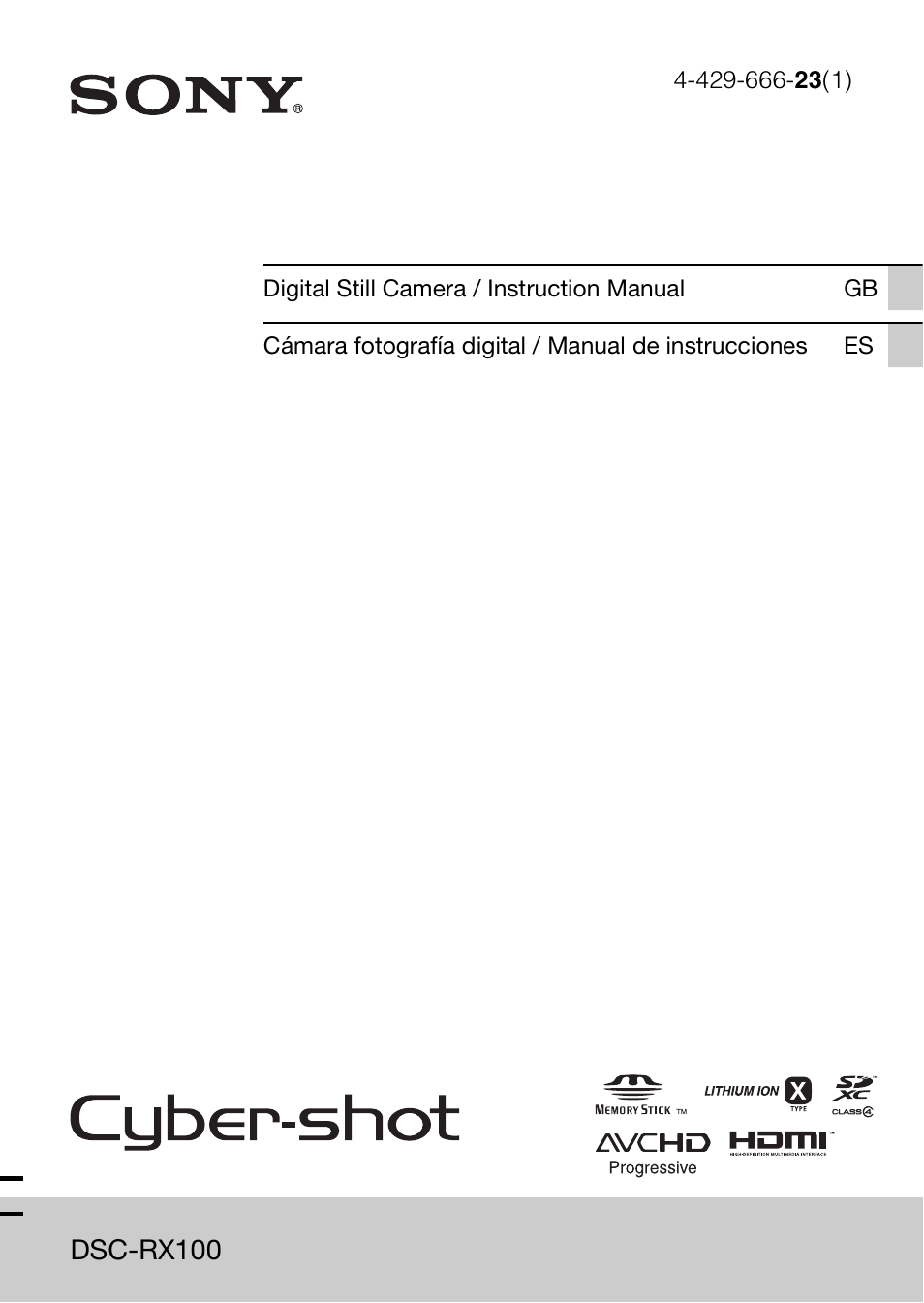 Sony DSC-RX100 User Manual | 68 pages