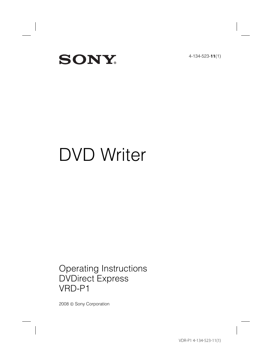 Sony VRD-P1 User Manual | 16 pages