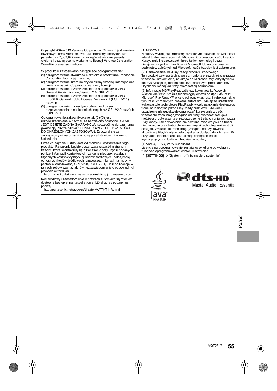 Panasonic SCBTT405EG User Manual | Page 55 / 72