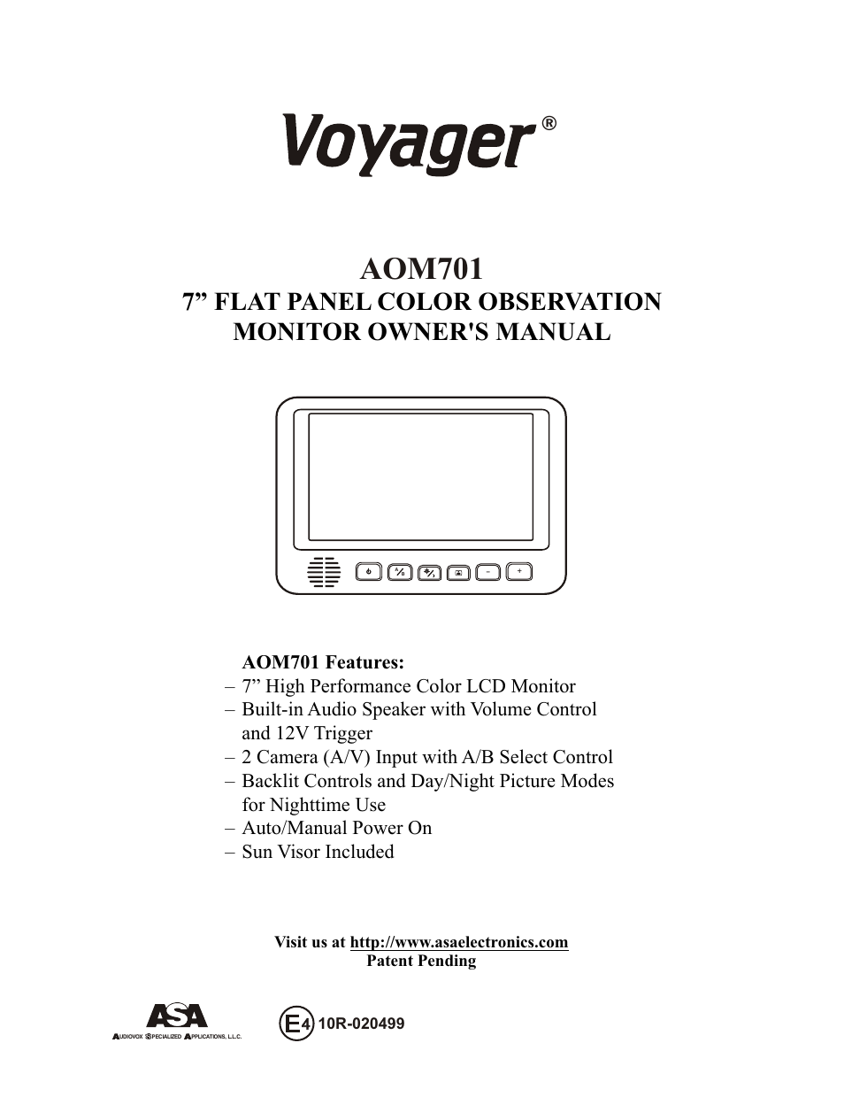 ASA Electronics Voyager AOM701 User Manual | 12 pages