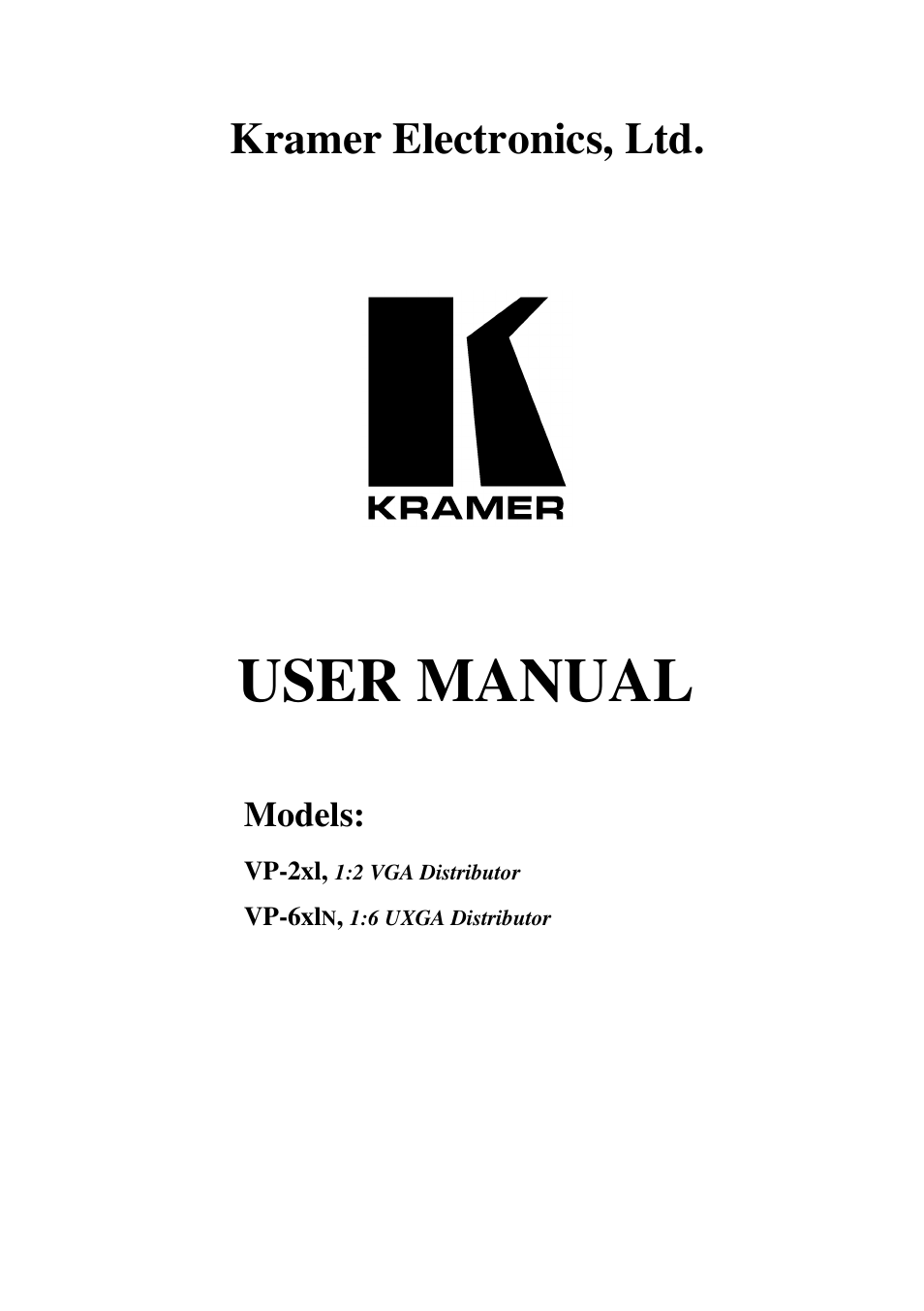 Kramer Electronics VP-6xln User Manual | 13 pages