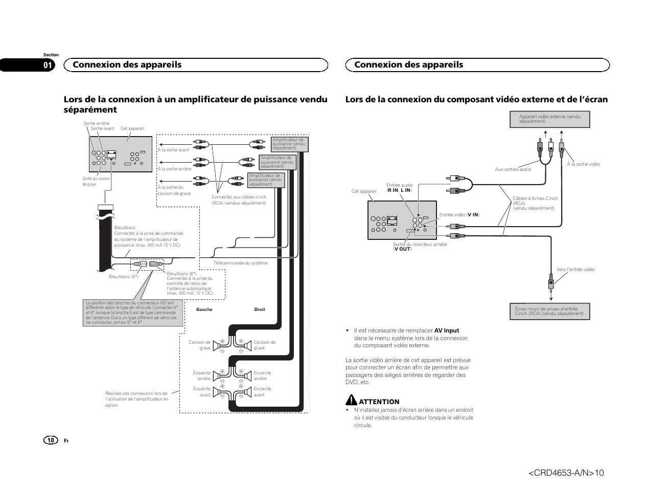 Connexion des appareils | Pioneer AVH-X1500DVD User Manual | Page 10 / 40