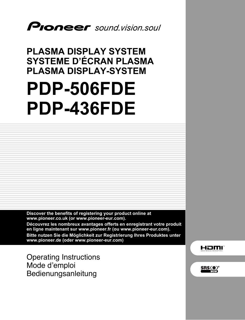 Pioneer PDP-506FDE User Manual | 141 pages