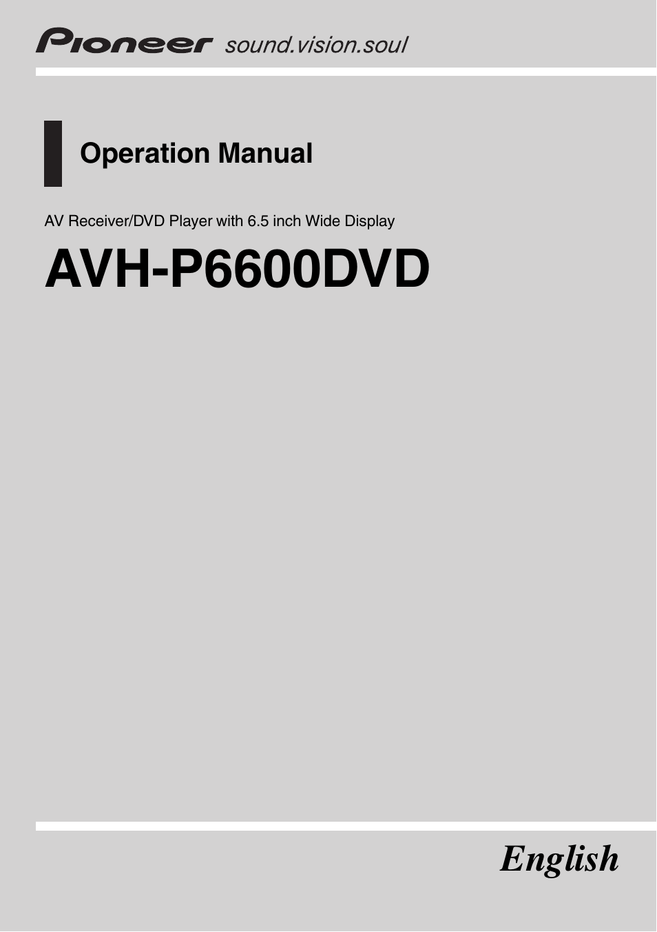 Pioneer AVH-P6600DVD User Manual | 120 pages