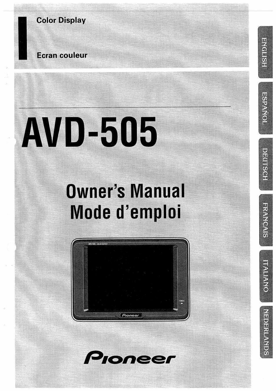 Pioneer AVD-505 User Manual | 110 pages