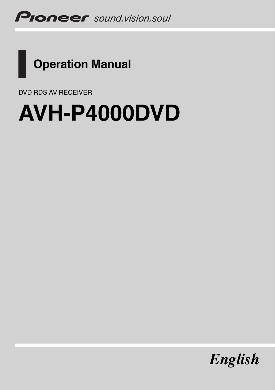 Pioneer AVH-P4000DVD User Manual | 95 pages