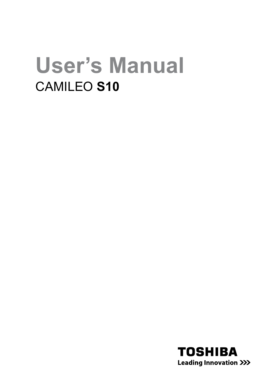 Toshiba Camileo S10 User Manual | 47 pages