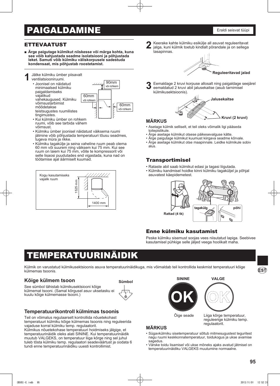 Paigaldamine, Temperatuurinäidik | Sharp SJ-SC700VSL User Manual | Page 95 / 124
