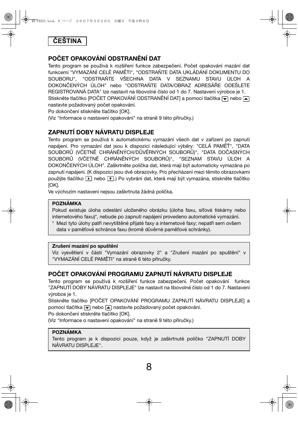 Čeština | Sharp Funkcja identyfikacji użytkownika User Manual | Page 166 / 184